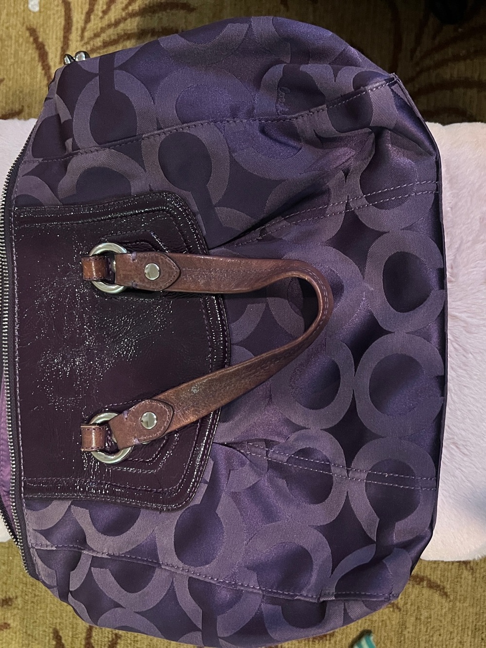 Coach Poppy Sateen Bag with Leather Handles
